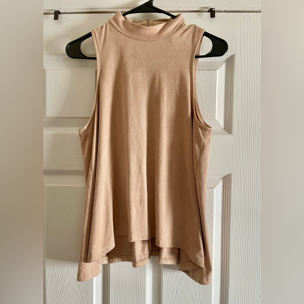 San Souci Sleeveless Top Faux Suede Beige Women’s S